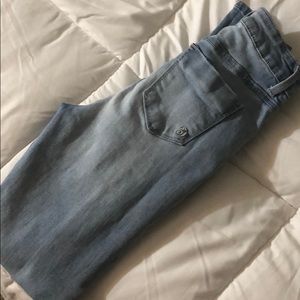 Light wash distressed jeans